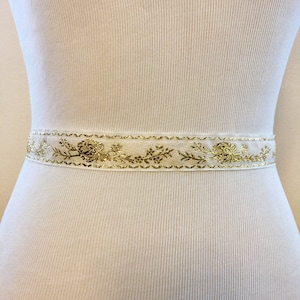 Gold Rose Ribbon Bridal Sash