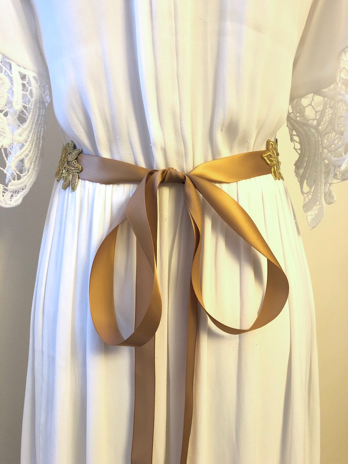 Gold Lace Flower Bridal Sash - Etsy