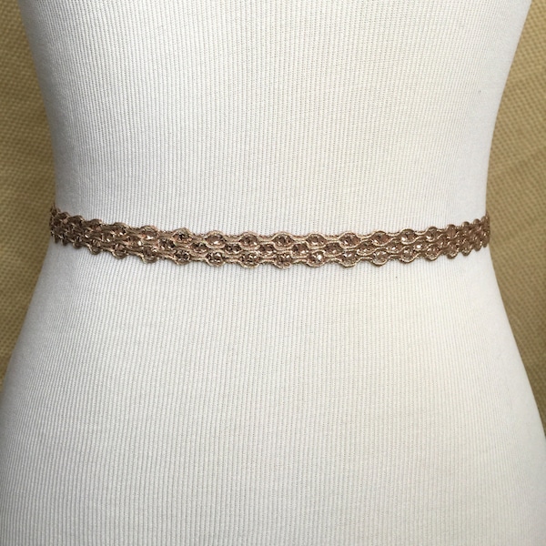 Rose Gold belt, sparkly rose gold belt, Scallop belt