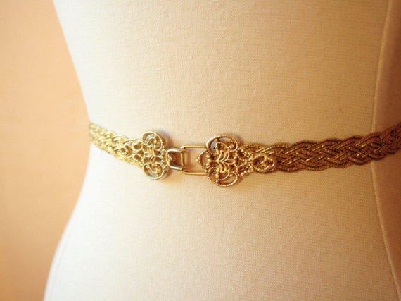 Braided top gold belt