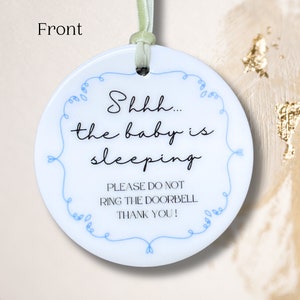 Baby Sleeping Ceramic Sign: Nursery Door Hanger