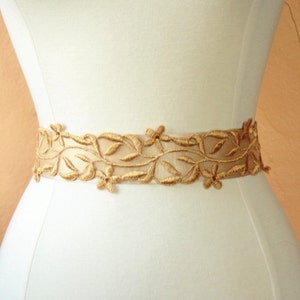 Wide Gold Lace Bridal Sash image 1