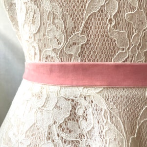 Wide Dusty Rose Velvet Elastic Bridal Belt with Clasp - Stretch 7/8&quot;