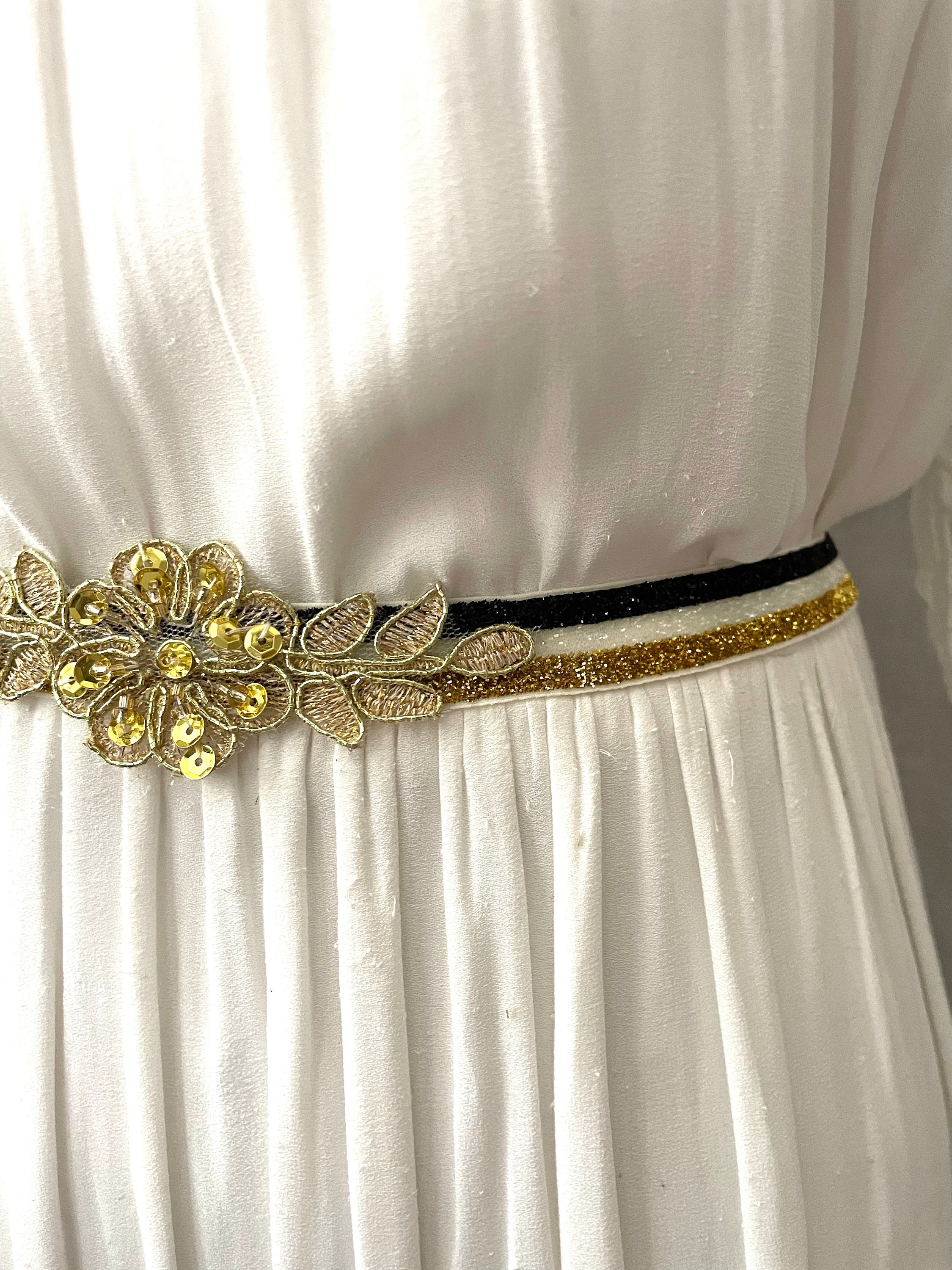 Black and Gold Sparkly Elastic Bridal Belt With Applique - Etsy display picture 1