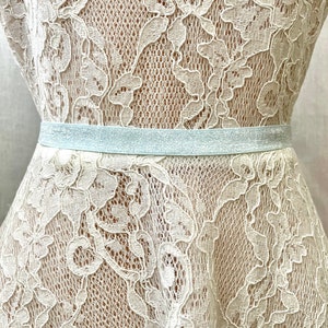 Pale Blue Sparkly Elastic Bridal Belt - 5/8"