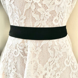 Extra Wide Black Velvet Elastic Bridal Belt with Clasp - Stretch 1.4”