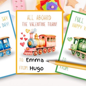 Tarjetas de San Valentín de tren, San Valentín de niño, Tarjetas de San Valentín para niños, San Valentín de tren, San Valentín de compañeros de clase, San Valentín de guardería, San Valentín preescolar