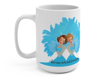 Christmas Sisters Art Mug: White Ceramic, 15oz