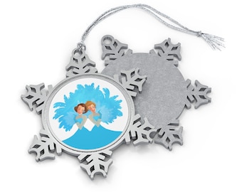 White Christmas Sisters Pewter Snowflake Ornament