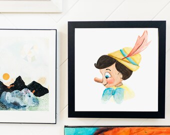 I Want to be a Real Boy Pinocchio Watercolor Portrait Print