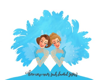 Devoted Sisters White Christmas Print