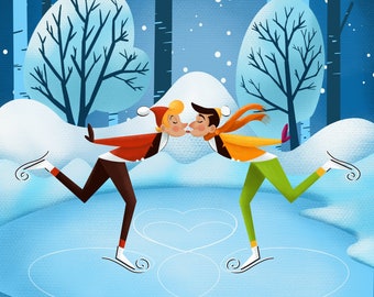 Ice skaters kissing // Once upon a wintertime //