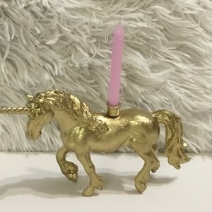 Gold unicorn cake topper Birthday candle holder