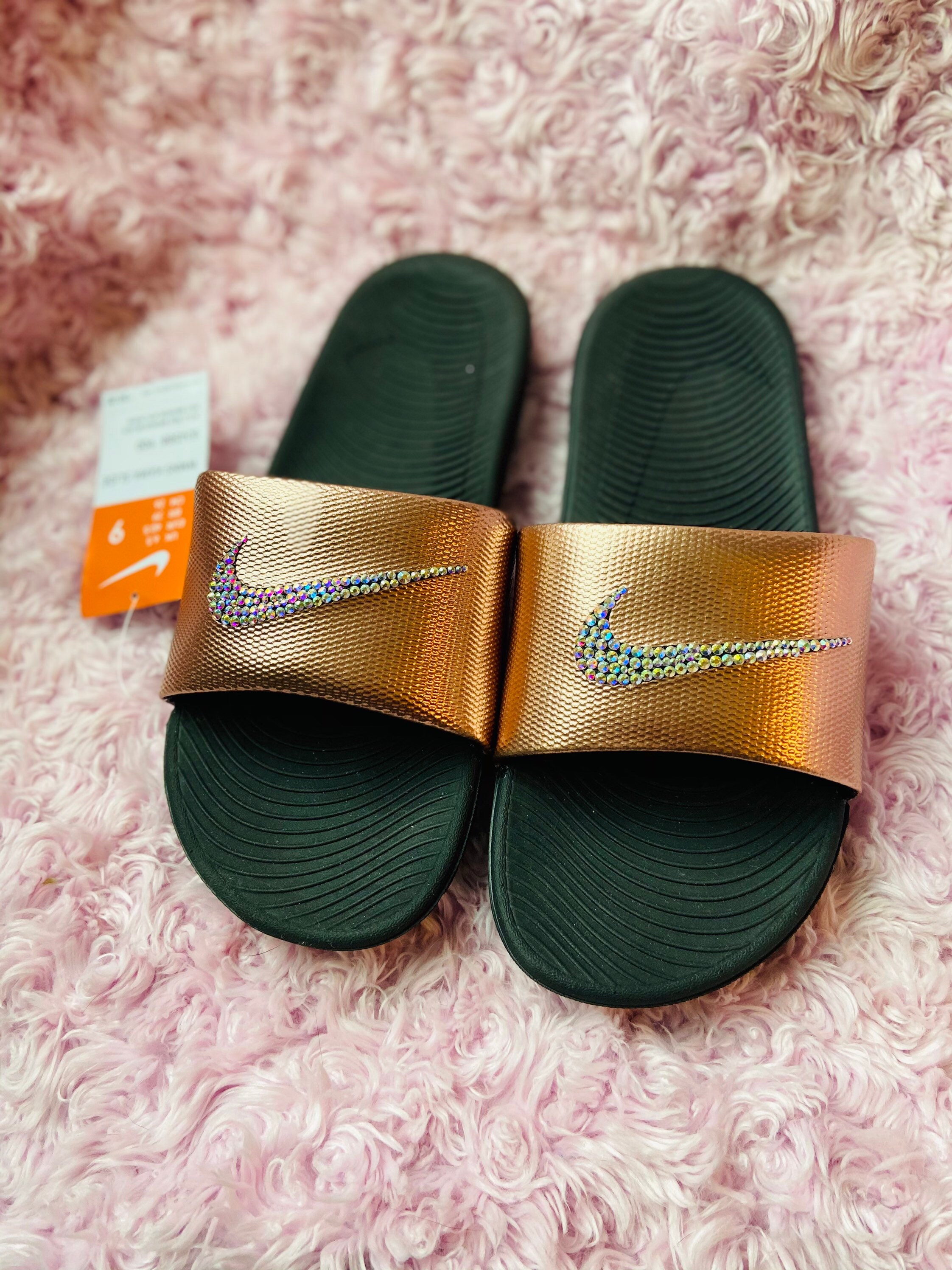 Nike slides womens glitter cheap