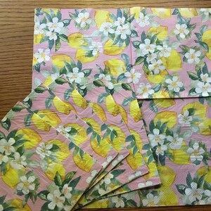 Lemon paper napkins decoupage set of 5