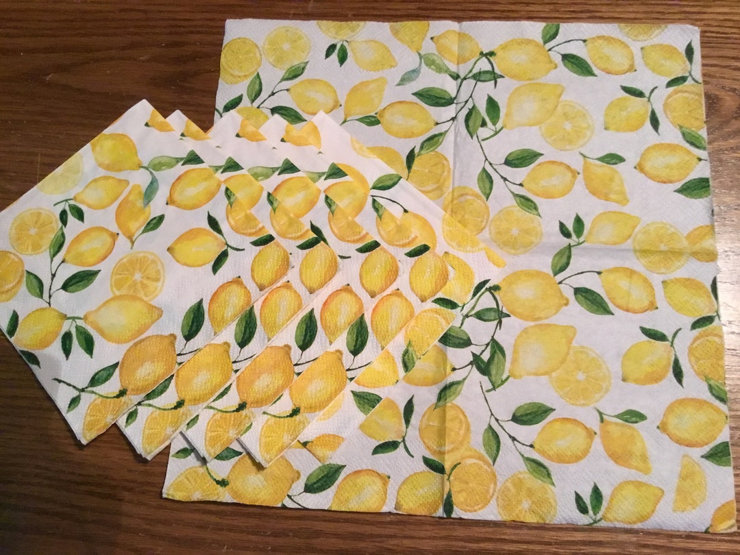 Lemon Paper Napkins Decoupage Set of 5 Etsy