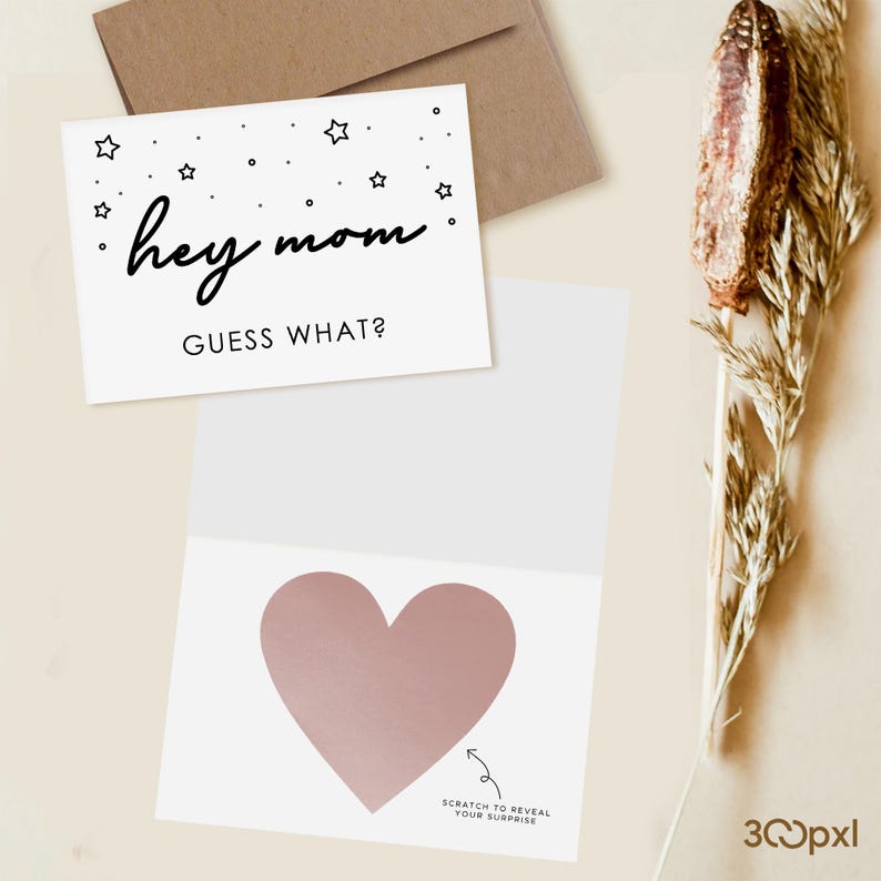 Pregnancy Announcement Card for Grandma, Scratch Off Reveal Surprise Rose gold