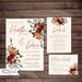 Fall Terracotta Earth Tones Wedding Invitation, Burgundy and Burnt Orange Wedding Invitation, Cinnamon Rose Romantic, Dusty Pink, Scarlett