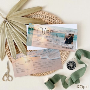 Boarding Pass Wedding Invitation: Destination Wedding, Travel Theme