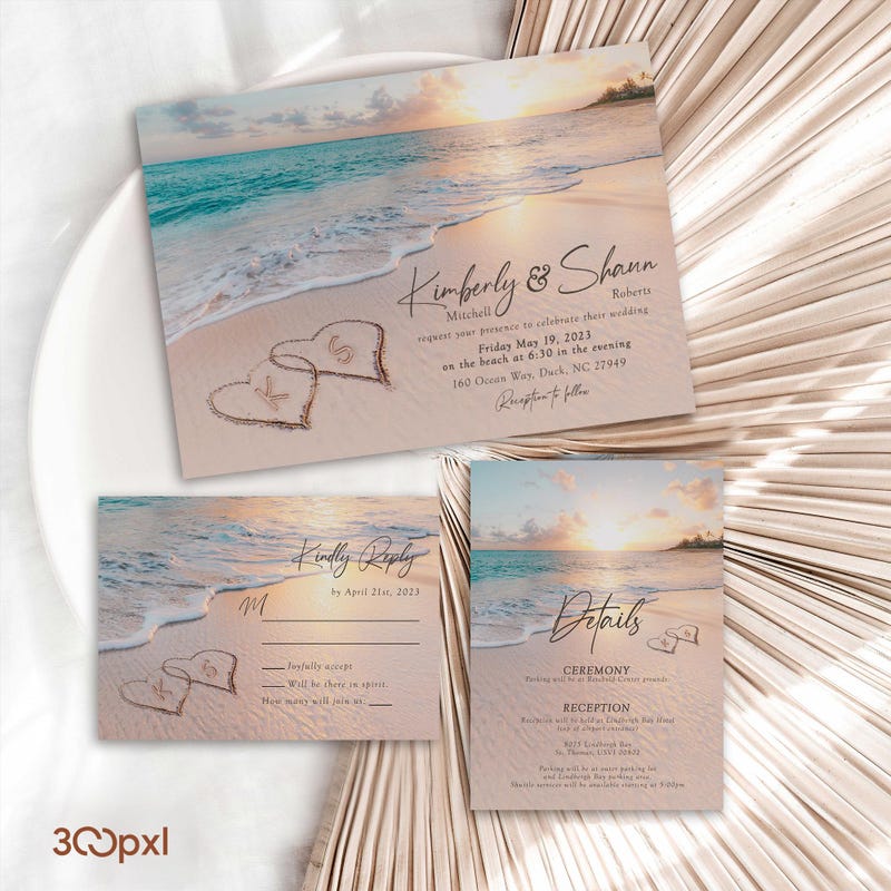 Beach Wedding Invitation - Etsy