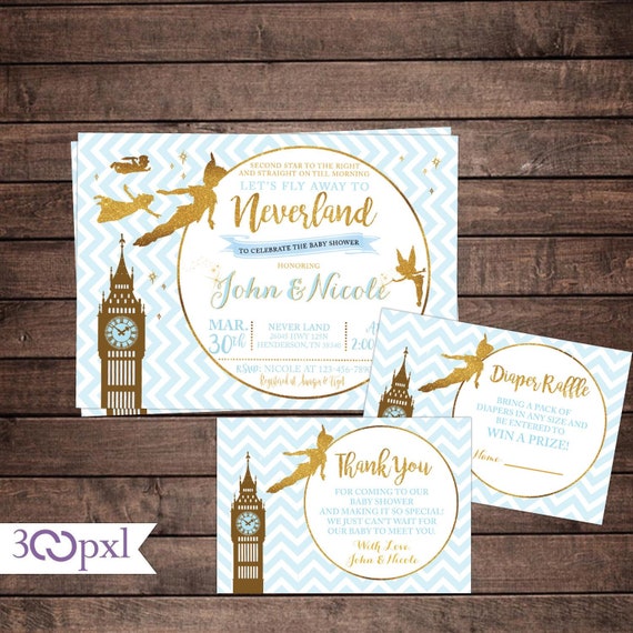 peter pan baby shower invitations