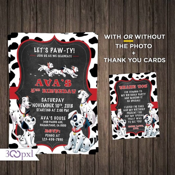 Printable Or Printed 101 Dalmatians Party Invites 101 Etsy