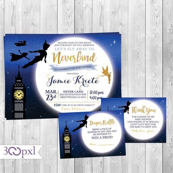 peter pan baby shower invitations