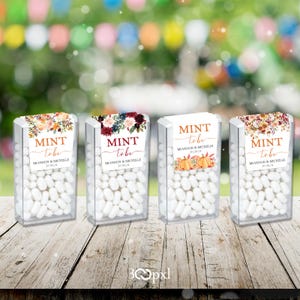 Floral &quot;Mint to Be&quot; Wedding Favors: Personalized Tic Tac Labels