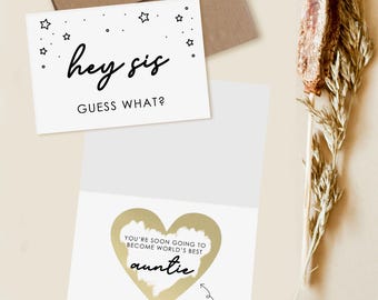 Tarjeta de anuncio de embarazo para hermana, tarjeta de revelación de embarazo, tarjetas de revelación de recién nacido, tarjeta personalizada para papá