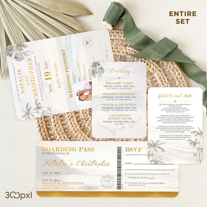 Custom Passport Wedding Entire set with Invitation, insert and RSVP