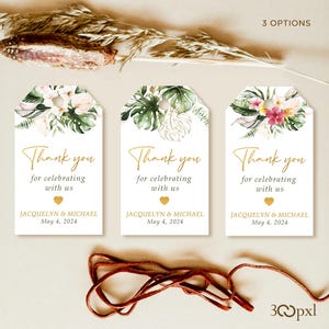 Palm Leaves Wedding Thank you Tags, Tropical Favor Tags, Destination Wedding Favor, Tropical Greenery Wedding Thank you Tags, Printable Tag