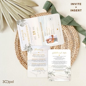 Custom Passport Wedding Invitation with Insert