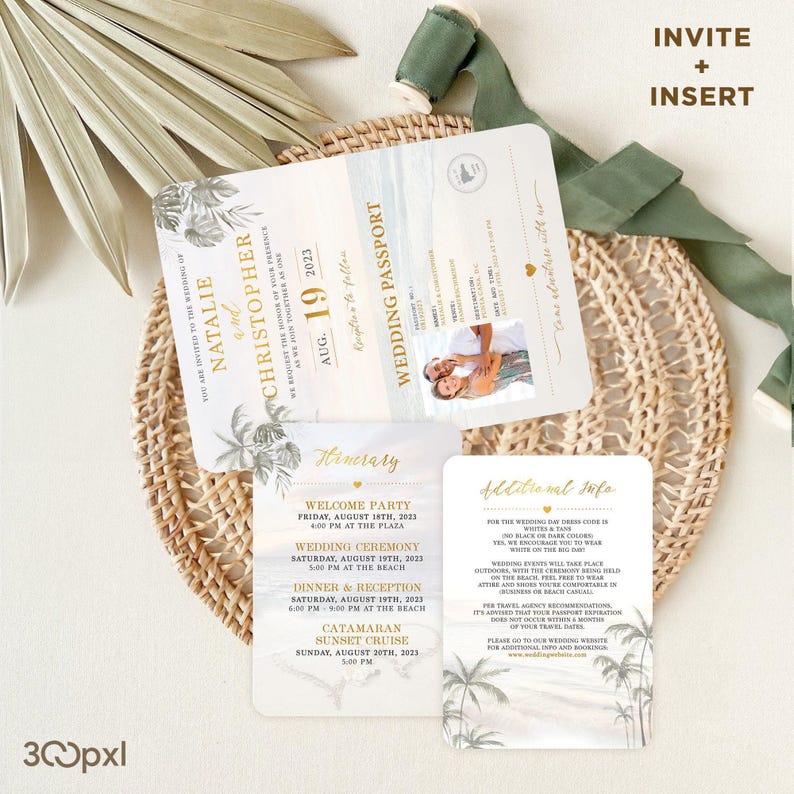 Custom Passport Wedding Invitation with Insert