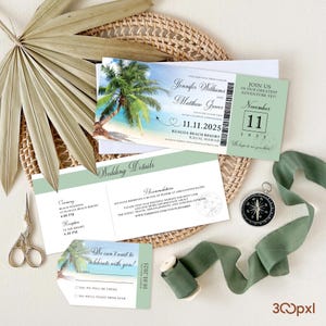 Tropical Boarding Pass Wedding Invitation: Destination Wedding Invite