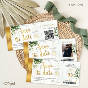 Tropical Wedding Boarding Pass Save The Date, Custom Boarding Pass Wedding Invite, Travel Wedding Invite, Boarding Pass Invitation