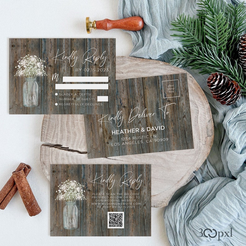 A rustic wedding RSVP Options