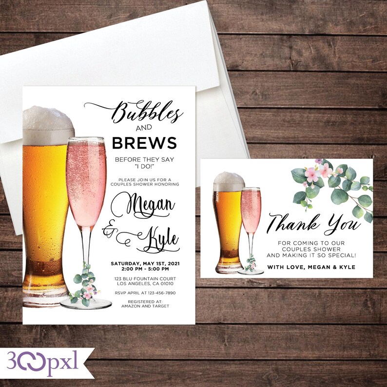Bubbles and Brews Invitation Couples Shower Invitation Coed Etsy