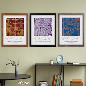 Aangepaste poster universiteitscampus, afstudeercadeaus, afstudeercadeau-ideeën, gepersonaliseerd 2025, gepersonaliseerd campusdecor en cadeau