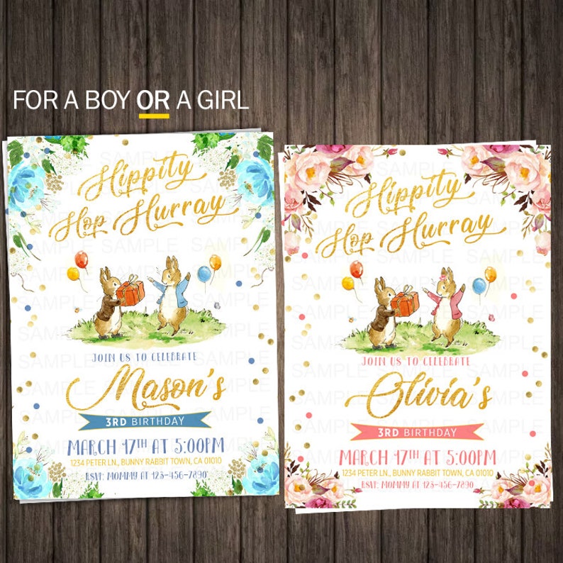 Peter Rabbit Birthday Invitation Peter Rabbit 1st Birthday Etsy