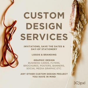 Services de conception personnalisée | Conception graphique personnalisée, création de logo, papeterie pour le jour du mariage, faire-part et plus