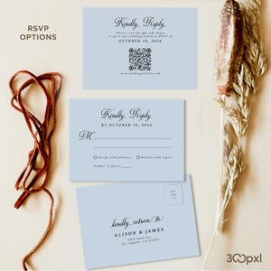 Light Blue Invitation RSVP options.