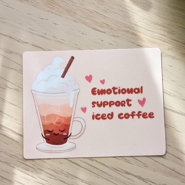 Iced coffee lover sticker | Emotional support beverage | Kawaii waterproof vinyl decal