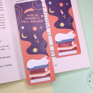 Cute sleeping cat bookmark | Illustrated kitty design with tassel | Perfect for book lovers | Adorable handmade gift for cat lovers