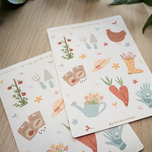Cottagecore sticker sheet | Hand-drawn spring garden planner stickers