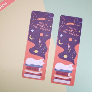 Cute, handmade sleeping cat bookmark Bookmark with tassel Illustrated kitty bookmark Oopsie