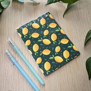 Lemon small notepad | Hand-drawn citrus spiral notebook
