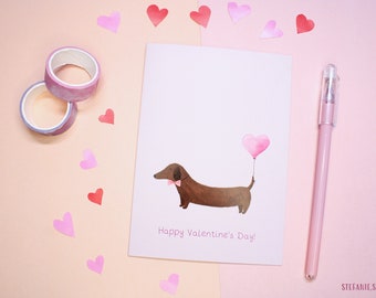 Cute Dachshund Valentine's Day card for dog lovers