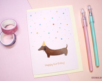 Cute Dachshund birthday greeting card for dog lovers