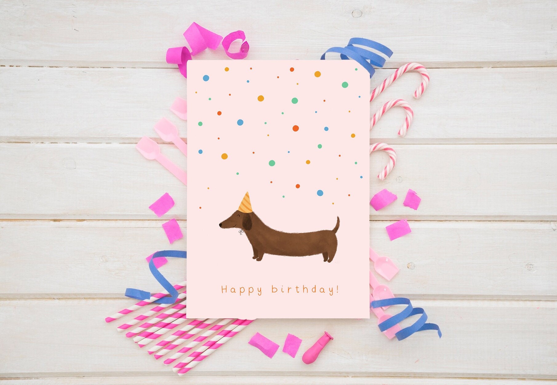 Cute Dachshund Birthday Greeting Card for Dog Lovers - Etsy