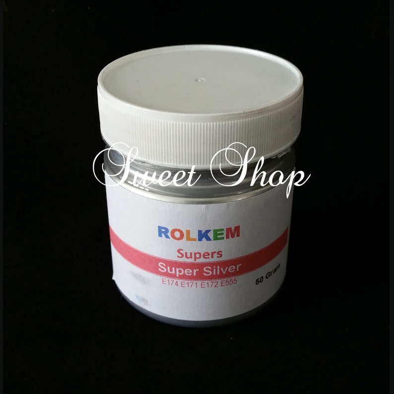 ROLKEM SUPERS SUPER SILVER EDIBLE LUSTRE DUST CAKE DECORATIONS 50grams